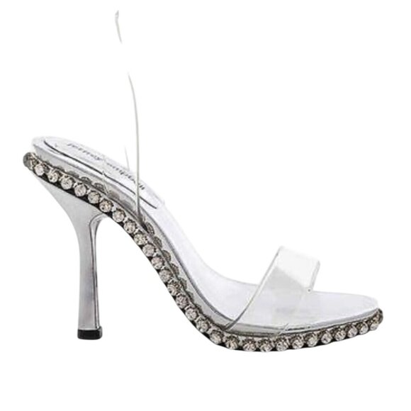 Jeffrey Campbell Silver Crystal Charmed Heeled Sandal NWB - Size 6.5 - Picture 1 of 12